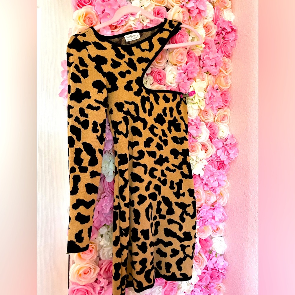 Leopard print one shoulder dress